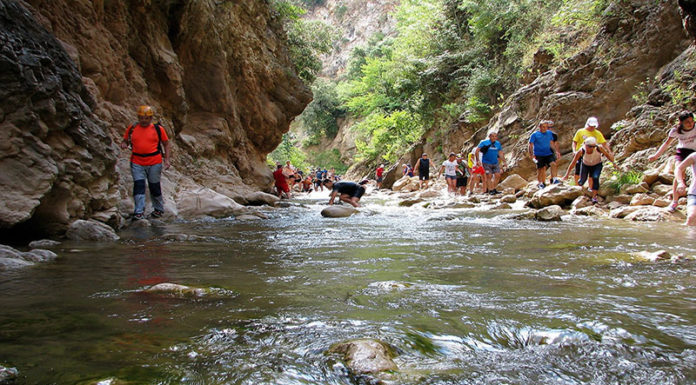 Ο Ορειβατικός Σύλλογος διασχίζει τον ποταμό Νέδα
